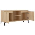 vidaXL TV stolík kovové nohy dub sonoma 103,5x35x50 cm