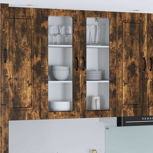 vidaXL Nástenný sklenený kabinet LUCCA Dymový dub 80 x 31 x 100 cm