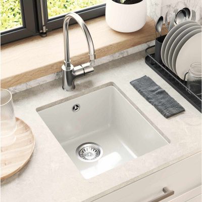 vidaXL Drez Biela 370 x 460 mm 80% Kvárc a 20% Živica