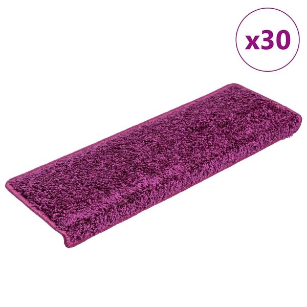 vidaXL Schodové rohože 30 ks 65x21x4 cm fialové s obdĺžnikovým okrajom