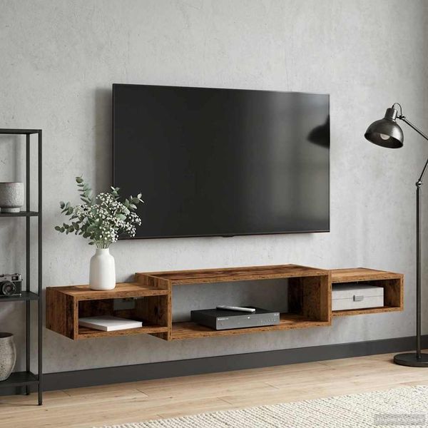 vidaXL Nástenný TV kabinet Nástenná montáž Staré drevo