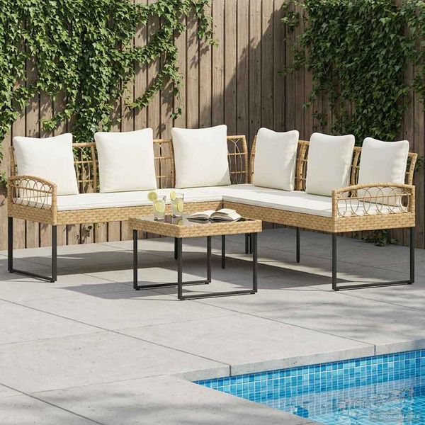 vidaXL Súprava záhradných pohoviek 2 pcs Prírodná Poly Rattan Oceľ