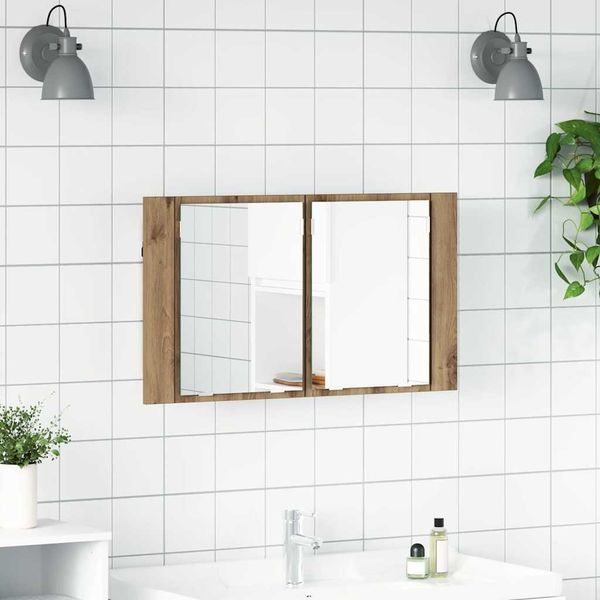 vidaXL Kúpeľňová zrkadlová skrinka Remeselný dub 80 x 12 x 45 cm