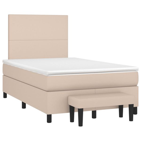 vidaXL Boxspring posteľ+matrac, kapučínová 120x190cm, umelá koža