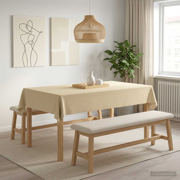 vidaXL Uterák na stôl 5 ks Obdĺžnikový Krémovo biela 110 x 180 cm