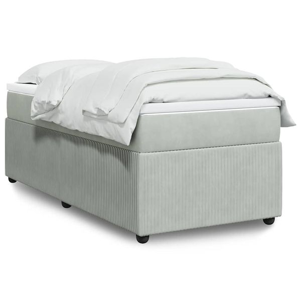 vidaXL Posteľný rám boxsping s matracom bledosivý 90x190 cm zamat