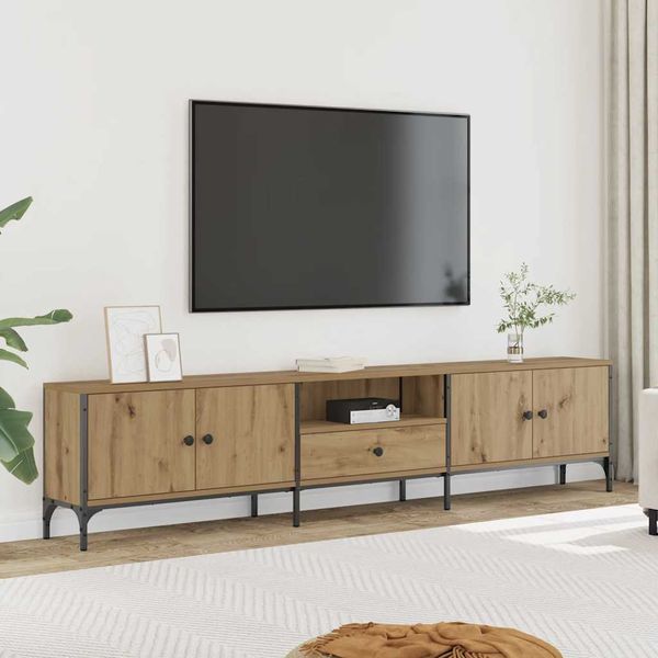 vidaXL TV skrinka so zásuvkou dub artisan 200x25x44cm kompozitné drevo