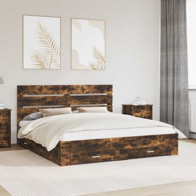 vidaXL Rám postele Dymová dub 200 x 200 cm Kompozitné drevo