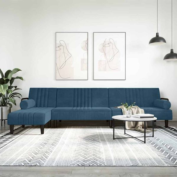 vidaXL Pohovka v tvare L modrá 260x140x70 cm zamat