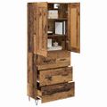 vidaXL Highboard Staré drevo 69,5 x 34 x 180 cm Kompozitné drevo