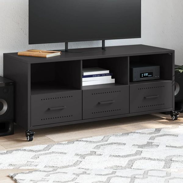 vidaXL TV skrinka čierna 100,5x39x43,5 cm oceľ