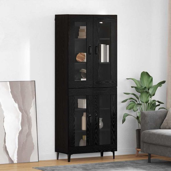vidaXL Highboard Čierny dub 69,5 x 34 x 180 cm Kompozitné drevo