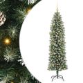 vidaXL Umelý chudý vianočný strom Zelená a biela 210 cm