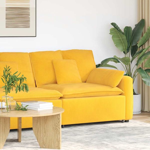 vidaXL Modulová opierka na ruky s vankúšmi, svetložltá, 100 cm