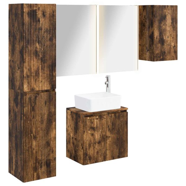vidaXL Set kabinetov do kúpeľne 5 pcs Dymový dub 53 x 15,5 x 70 cm