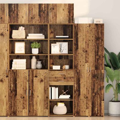 vidaXL Highboard Staré drevo 50 x 42,5 x 185 cm Kompozitné drevo