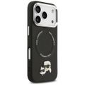 Puzdro Karl Lagerfeld Magsafe PU puzdro s logom pinov Karl&Choupette heads a kovovými tlačidlami fotoaparátu pre iPhone 17 Pro čierna