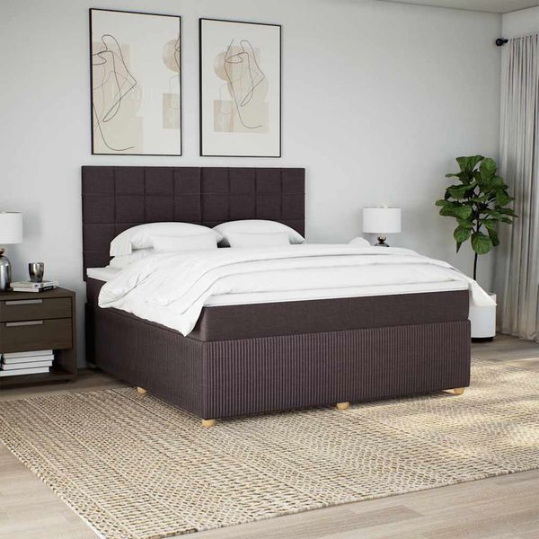 vidaXL Boxspring posteľ s matracom tmavohnedá 180x200 cm látka