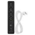 Predlžovací kábel EMOS P1412SM GoSmart 2 m / 4 zásuvky / s vyp. / s USB / biela-čierna / PVC / 1,5 mm2