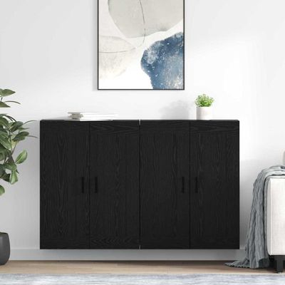 vidaXL Závesná skrinka Nástenný 2 pcs Čierny dub 69,5 x 34 x 90 cm