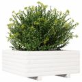 vidaXL Záhradný kvetináč biely 60x60x26,5 cm masívna borovica