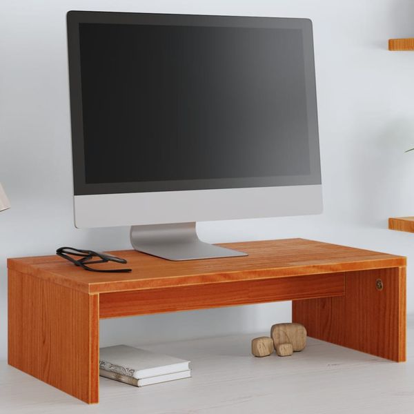 vidaXL Stojan na monitor voskovo-hnedý 50x27x15 cm masívna borovica