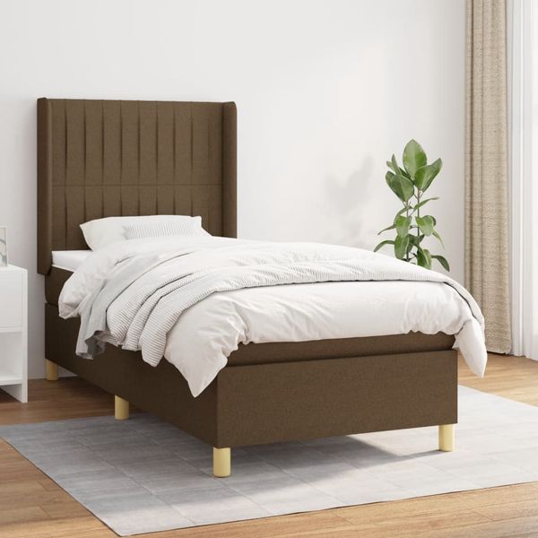 vidaXL Posteľný rám boxsping s matracom hnedý 80x200 cm látka