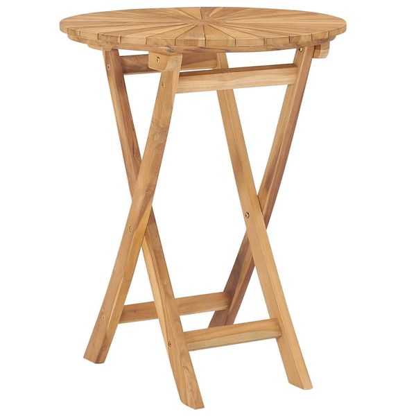 vidaXL Skladací záhradný stôl Ø 60 cm, tíkový masív