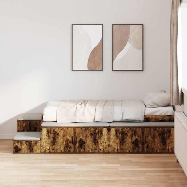vidaXL Rám postele s úložným prostorem Dymová dub 80 cm
