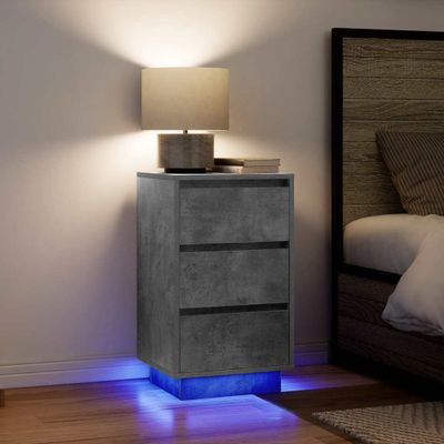 vidaXL nočná skrinka s LED osvetlením betónovo sivá 38x34x65 cm
