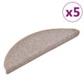 vidaXL Schodové rohože 5 ks 56x17x3 cm svetlohnedé polkruhové