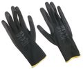 Rukavice pracovné z polyesteru polomáčané v PU GLOVE PE-PU 11, čierne, veľ 11", 6 párov SIXTOL