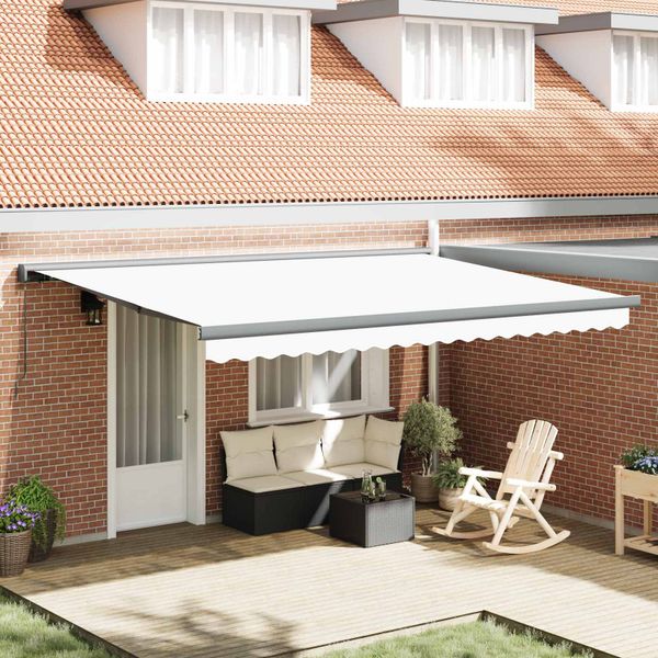 vidaXL Sklopná markíza Biela 4 × 3 m Plátno a hliník