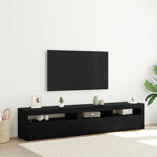 vidaXL TV skrinka 2 pcs Čierny dub 195 x 35 x 40 cm Kompozitné drevo