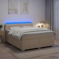 vidaXL Posteľ s boxspringom a matracom a LED Krémová 160 x 200 cm