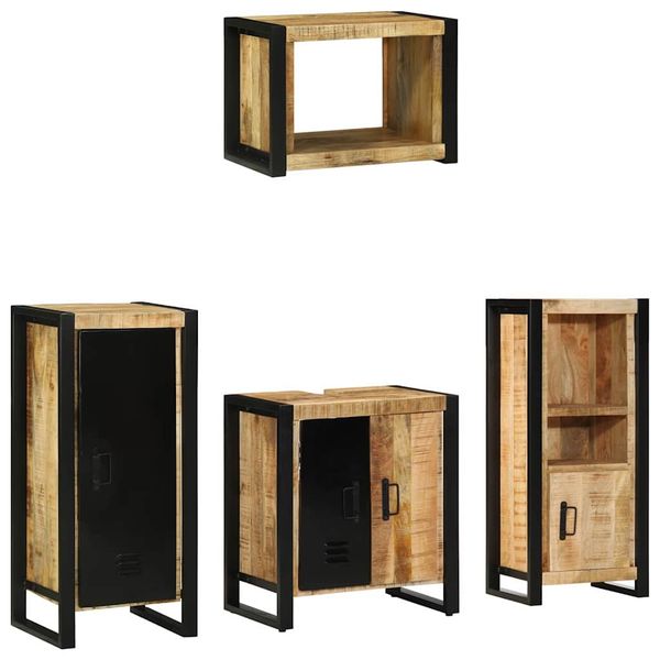 vidaXL Sada kúpeľňového nábytku so zásuvkou 4 pcs Masívne mango drevo