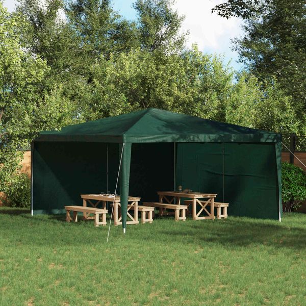 vidaXL Bočná stena párty stanu 2 pcs Zelená 400 x 195 cm PE a oceľ