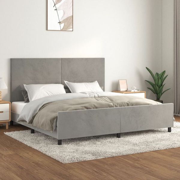vidaXL Posteľ bez matraca bledosivá 200x200 cm zamat
