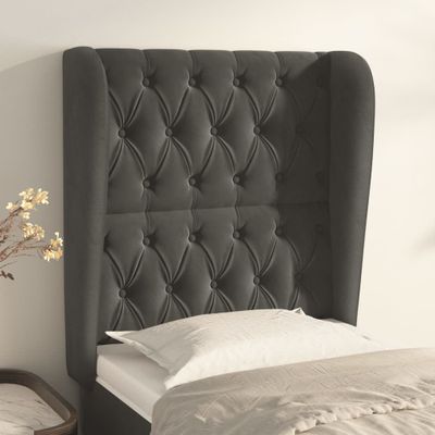 vidaXL Čelo postele so záhybmi tmavosivé 83x23x118/128 cm zamat