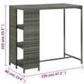 vidaXL Barový stolík s úložným regálom sivý 120x60x110 cm polyratan
