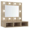 vidaXL Zrkadlová skrinka s LED dub sonoma 60x31,5x62 cm