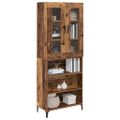 vidaXL Highboard Staré drevo 69,5 x 34 x 180 cm Kompozitné drevo