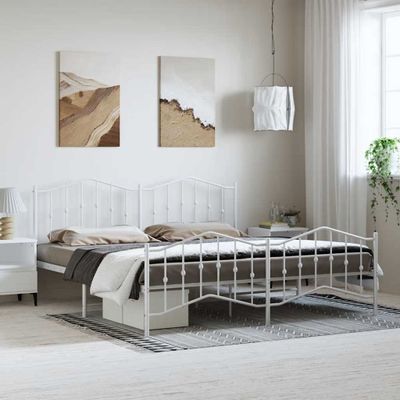 vidaXL Kovový rám postele s predným a zadným čelom biely 183x213 cm