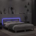 vidaXL Posteľný rám s čelom a LED betónovo sivý 140x190 cm