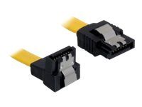Kábel SATA - Serial ATA 150/300/600 - SATA (F) do SATA (F) - 20 cm - dole zahnutý konektor, vybavený západkou, priamy konektor - žltá