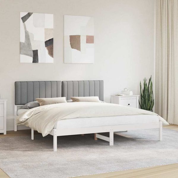 vidaXL Rám postele s čalúneným čelom Svetlosivá 180 x 200 cm