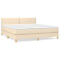 vidaXL Posteľný rám boxspring s matracom krémový 160x200 cm látka