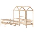 vidaXL Sada postele a lavice so strieškou 80x200 cm borovica