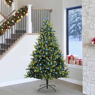 vidaXL Umelý skladací vianočný stromček 300 LED diód Zelená 240 cm