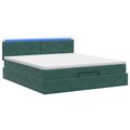 vidaXL Ottoman posteľ s matracom a LED Tmavozelená 140 x 190 cm Zamat